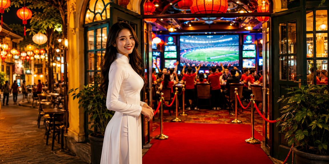 Người dùng Hà Nội trong trang phục áo dài trải nghiệm dịch vụ cá cược và casino trực tuyến